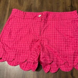 Crown & Ivy Hot Pink Scalloped Shorts